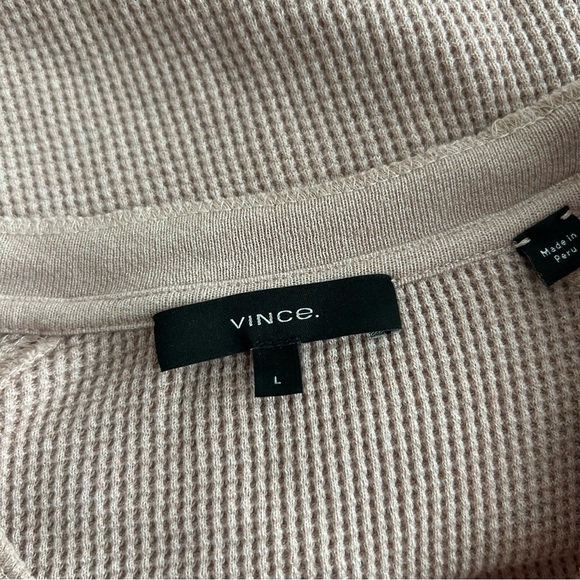 VINCE Womens Soft Pink Waffle Knit Crewneck Long Sleeve Shirt Size L - Picture 9 of 10